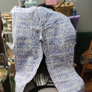 Blue and Cream Patterned Pants